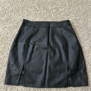 Misguided Black Faux Leather Mini Skirt with Front Slits
